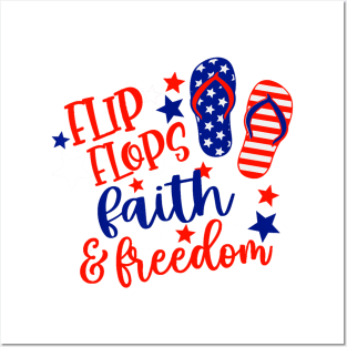 Flip Flops Faith And Freedom Posters and Art